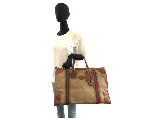 Sac Boston Gucci Vintage Micro GG Supreme Canvas et Cuir Marron - vue 7