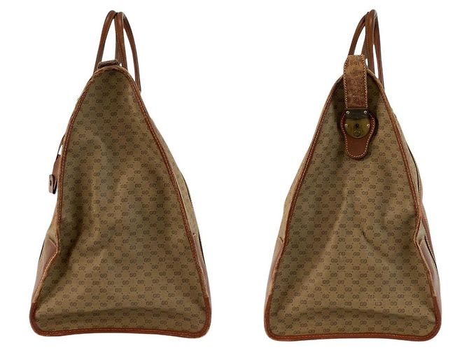 Sac Boston Gucci Vintage Micro GG Supreme Canvas et Cuir Marron - vue 8