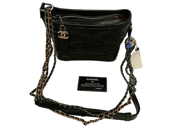 Borsa Hobo Chanel Small Gabrielle in pelle di vitello nera Nero - vista 10