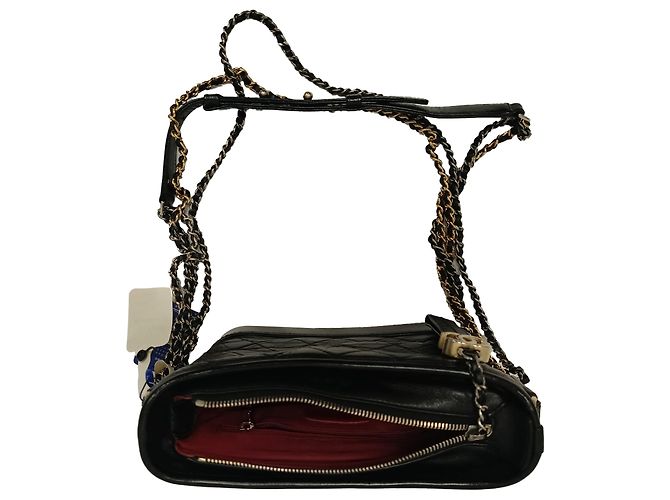 Borsa Hobo Chanel Small Gabrielle in pelle di vitello nera Nero - vista 4