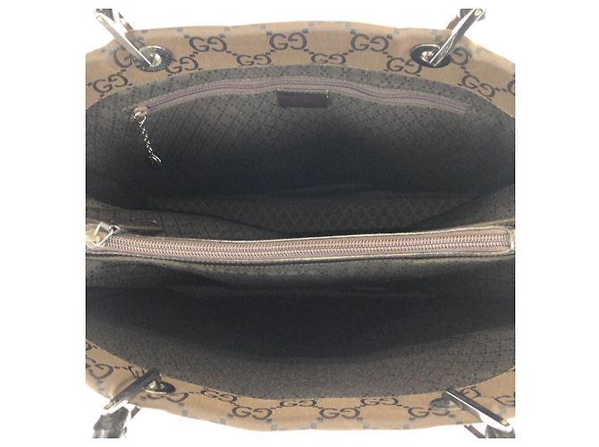 Borsa Tote Gucci Nylon Bamboo GG Marrone - vista 7