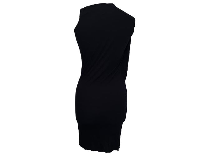 Vestido mini drapeado de un solo hombro Rick Owens en algodón negro - vista 3