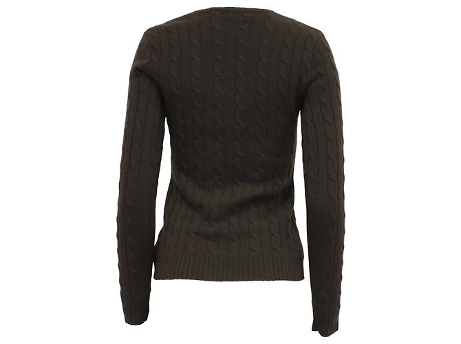V-Ausschnitt-Pullover Ralph Lauren Black Label aus olivgrünem Kaschmir - Ansicht 4