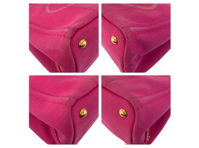 Tote in tela Canapa con logo Triangle Prada Rosa - vista 4