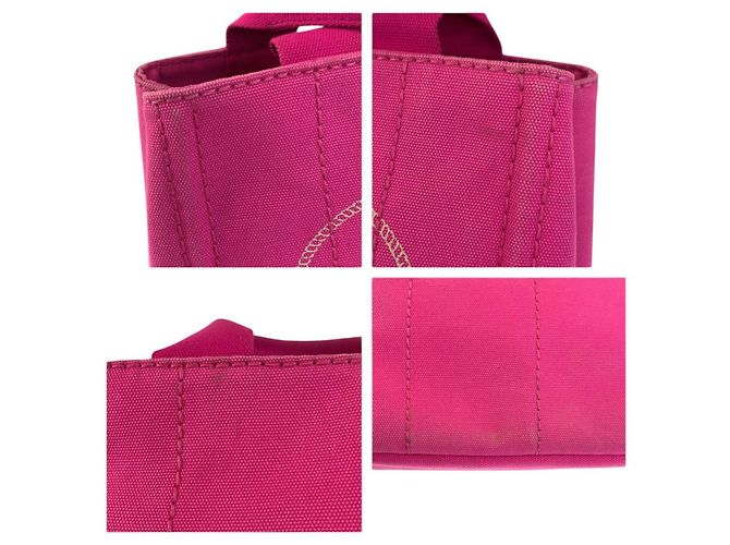 Tote in tela Canapa con logo Triangle Prada Rosa - vista 5