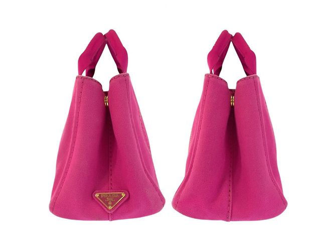 Tote in tela Canapa con logo Triangle Prada Rosa - vista 7
