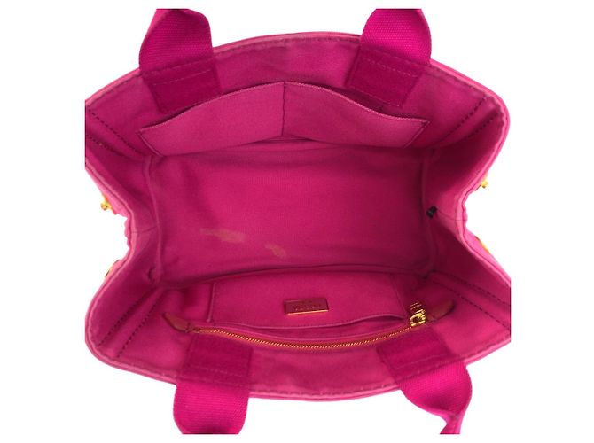 Tote in tela Canapa con logo Triangle Prada Rosa - vista 9