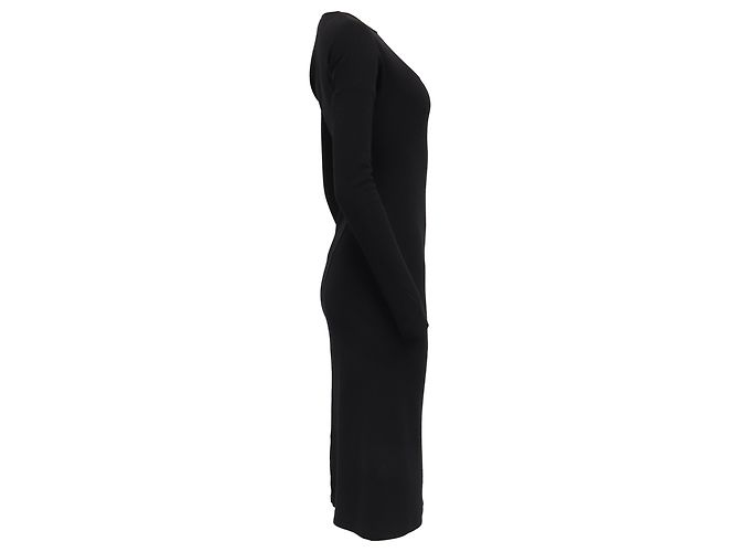 Totême Langarm-Midikleid aus schwarzem Polyester - Ansicht 3