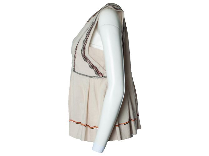 Isabel Marant Etoile, top beige bordado Castaño - vista 2