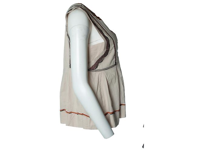 Isabel Marant Etoile, top beige bordado Castaño - vista 4