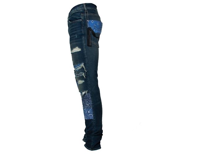 Amiri, jeans bandana patchwork vintage Azul - vista 4