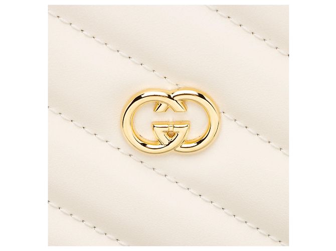 Gucci Matelasse Leder Interlocking G Mini Schultertasche Weiß - Ansicht 9
