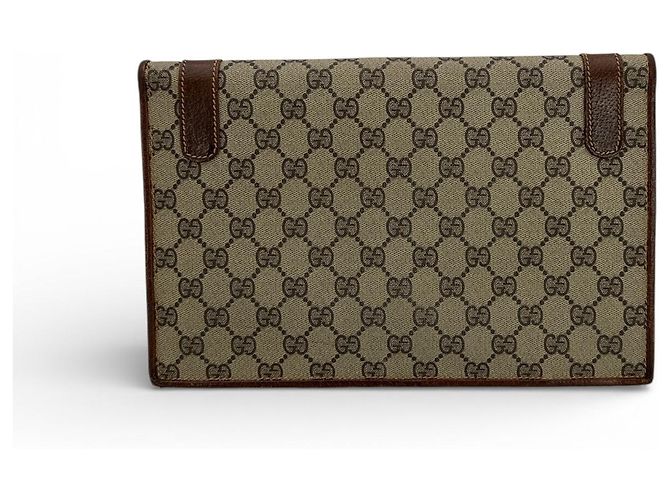Clutch in tessuto vintage Gucci Marrone - vista 3