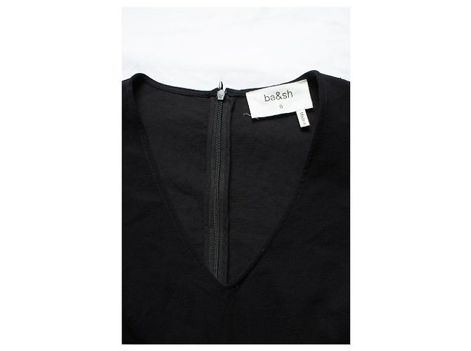 Ba&sh, schwarzes Kleid mit offenen Webärmeln - Ansicht 6