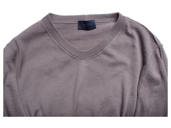 Lanvin, grey wool v neck sweater - vista 6