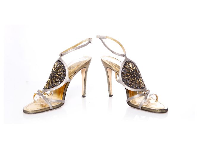Rene Caovilla, Pailletten-Sandalen Golden Metallisch - Ansicht 4