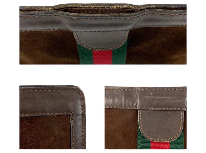 Pochette Gucci en daim marron vintage - vue 5