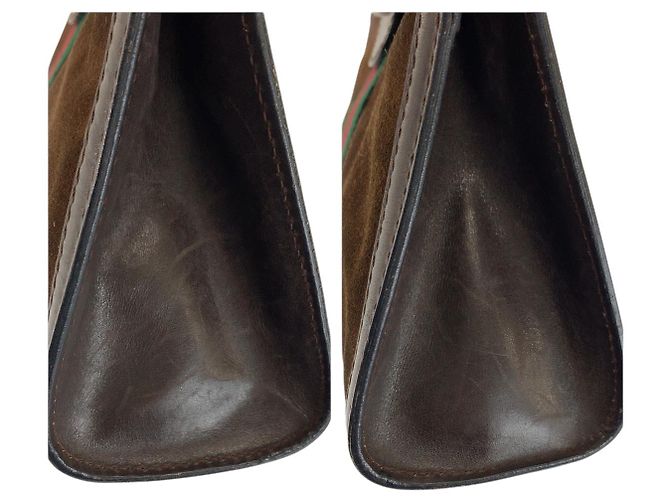 Pochette Gucci en daim marron vintage - vue 7
