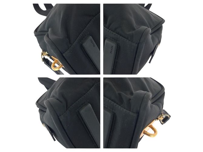Borsa Tote Prada Nylon Tessuto Logo Triangle Nero - vista 3