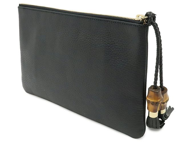 Clutch in pelle con nappa Bamboo Gucci Nero - vista 2
