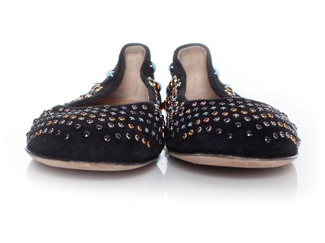 Giuseppe Zanotti, Ballerine in scamoscio con borchie colorate Multicolore - vista 3