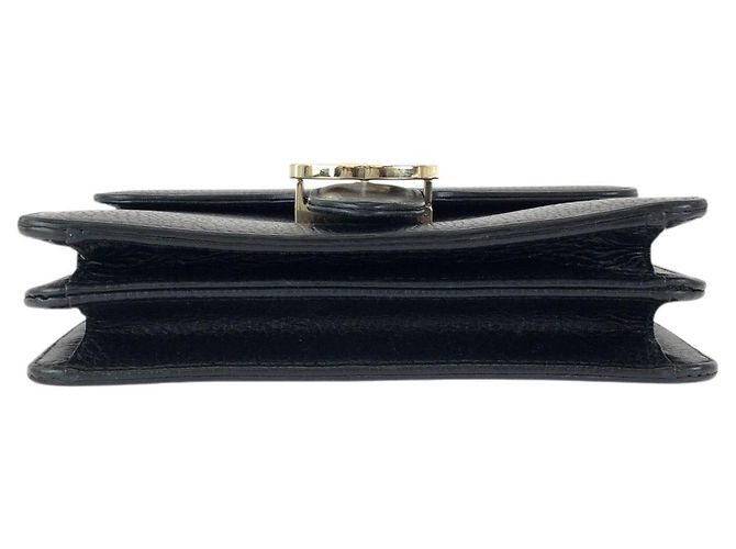 Borsa a tracolla Gucci in pelle con catena Interlocking G Nero - vista 10