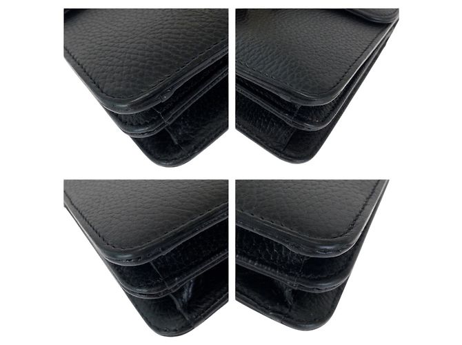 Borsa a tracolla Gucci in pelle con catena Interlocking G Nero - vista 3