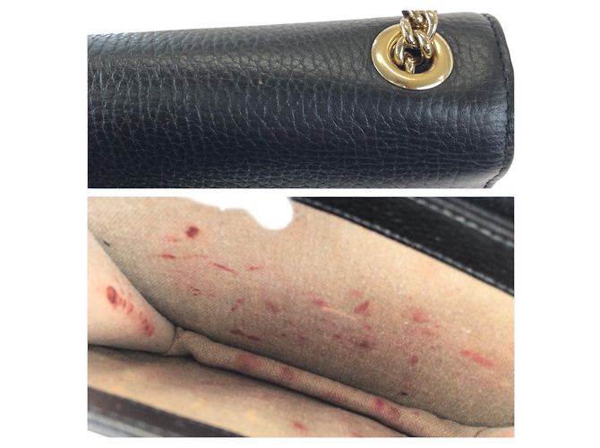 Borsa a tracolla Gucci in pelle con catena Interlocking G Nero - vista 6