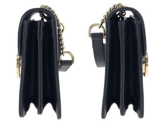 Borsa a tracolla Gucci in pelle con catena Interlocking G Nero - vista 8