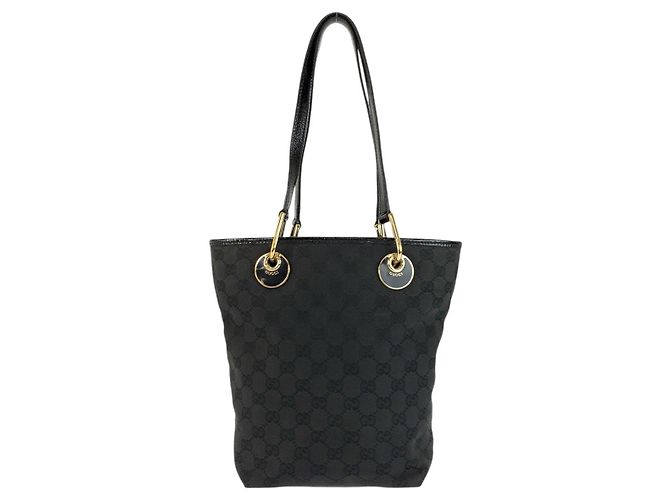 Gucci GG Canvas Tote Bag Black Gold Hardware - view 2