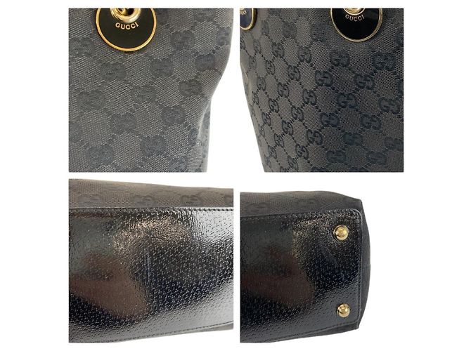 Gucci GG Canvas Tote Bag Black Gold Hardware - view 5