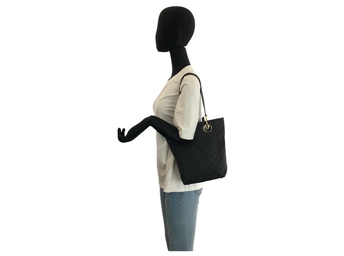 Gucci GG Canvas Tote Bag Black Gold Hardware - view 6