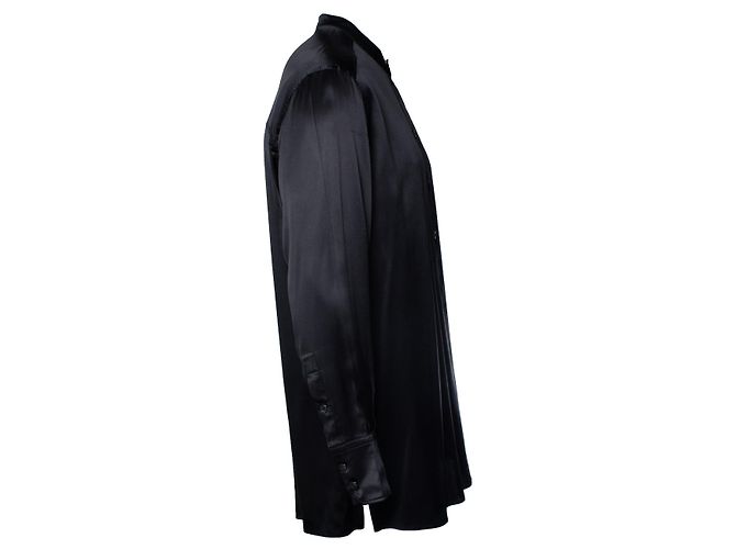 Dolce & Gabbana, Camicia in seta nera con girocollo Nero - vista 4