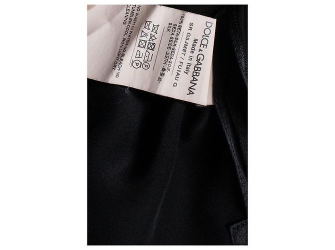 Dolce & Gabbana, Camicia in seta nera con girocollo Nero - vista 6