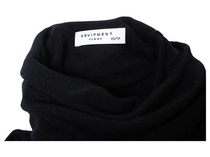 Equipment, Strickkleid mit Rollkragen in Blau - Ansicht 6