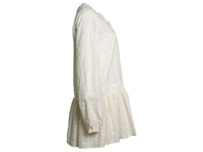 Autre Marque Matin, besticktes Kleid in Ecru mit Rüschen Weiß Roh - Ansicht 3