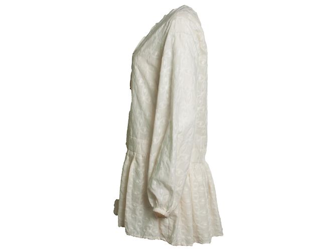 Autre Marque Matin, besticktes Kleid in Ecru mit Rüschen Weiß Roh - Ansicht 4