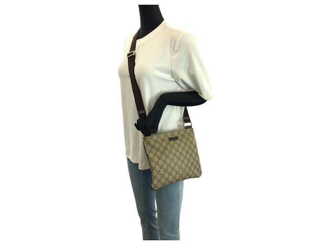 Borsa a tracolla Gucci GG Supreme Canvas Marrone Beige - vista 7