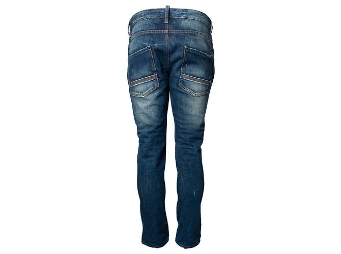 Dsquared2, jeans blu con graffi e macchie di vernice - vista 2