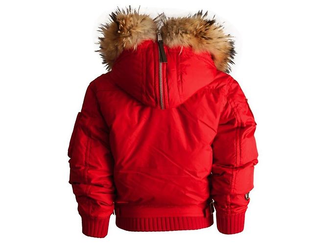 Dsquared2, parka bomber roja con cuello de pelo. - vista 3