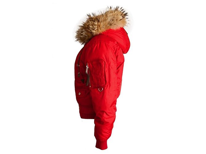 Dsquared2, parka bomber roja con cuello de pelo. - vista 4