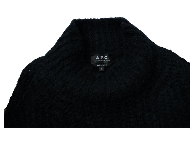 Apc A.P.C., maglione a collo alto a coste nero - vista 5