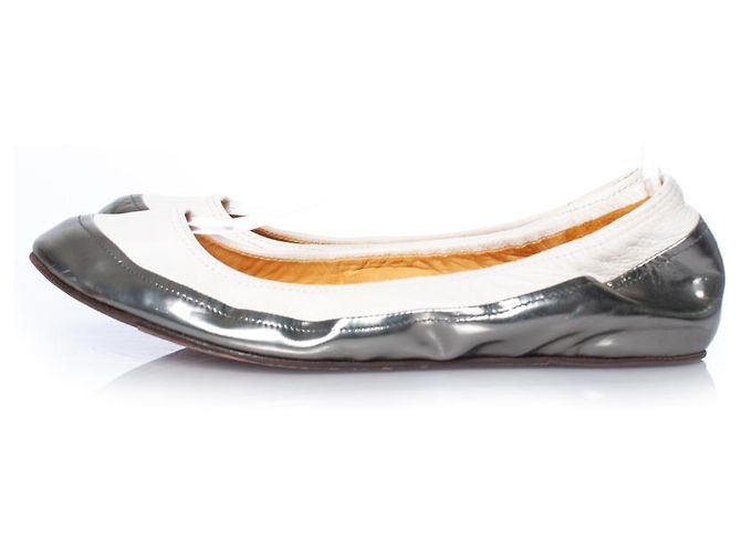 Lanvin, ballerine stretch in bianco e metallizzato Multicolore - vista 2