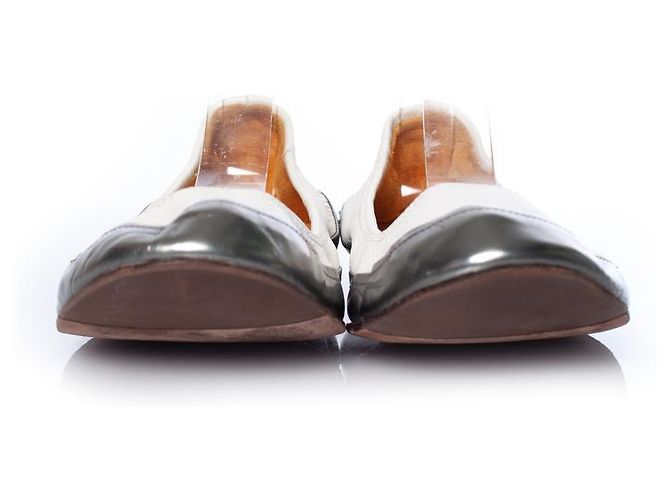 Lanvin, ballerine stretch in bianco e metallizzato Multicolore - vista 3