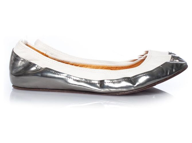 Lanvin, ballerine stretch in bianco e metallizzato Multicolore - vista 4