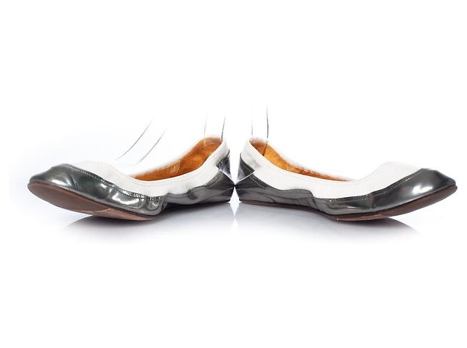 Lanvin, ballerine stretch in bianco e metallizzato Multicolore - vista 5