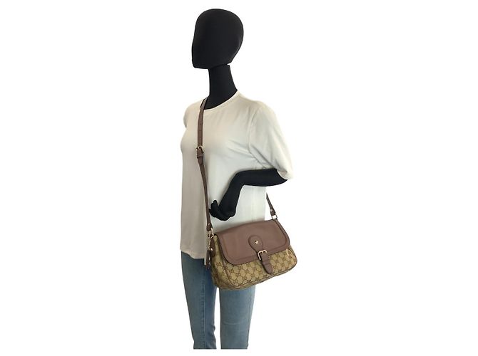 Borsa a tracolla Gucci Sukey in tela GG e pelle Marrone - vista 7
