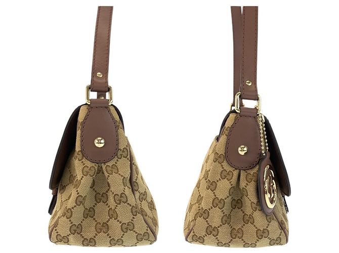 Borsa a tracolla Gucci Sukey in tela GG e pelle Marrone - vista 8
