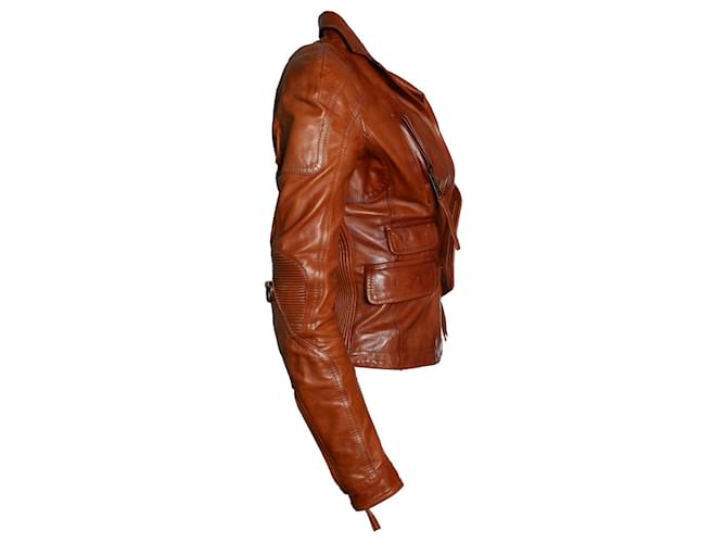 Dsquared2, Lederjacke in Cognac Braun - Ansicht 3