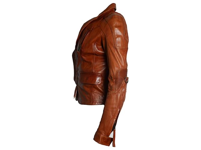 Dsquared2, Lederjacke in Cognac Braun - Ansicht 4